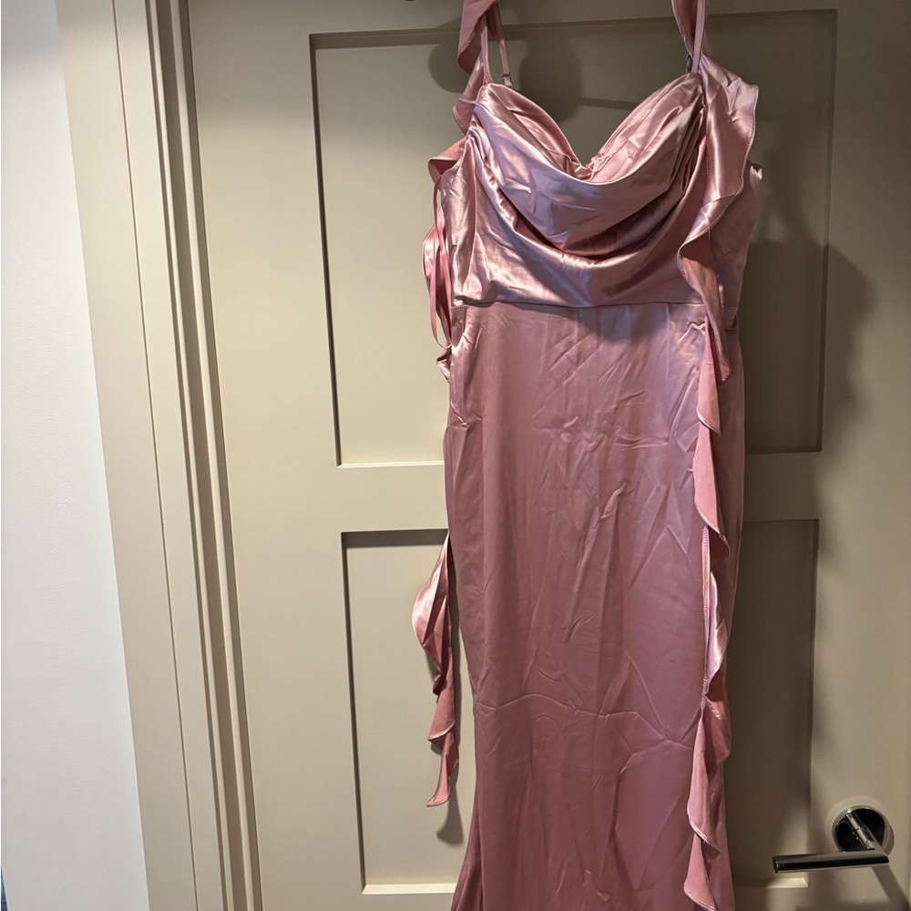 Selfie Leslie Pink Slip Dress with Cowl Neck